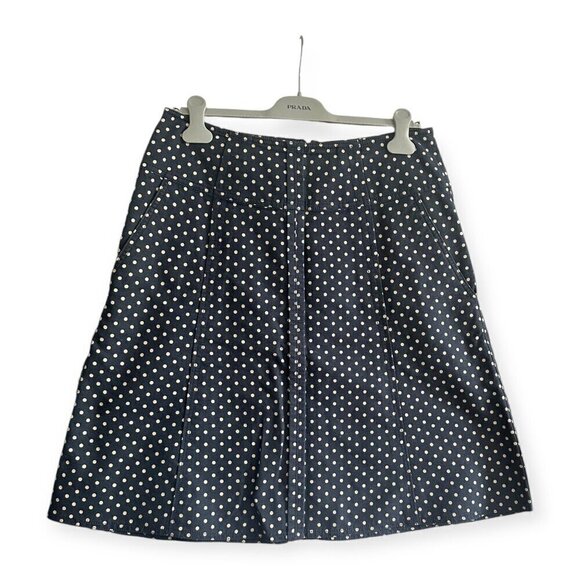 Vintage 90s DKNY Polka Dot A line Skirt, Size 10,‎ Blue, Ivory - Picture 1 of 15